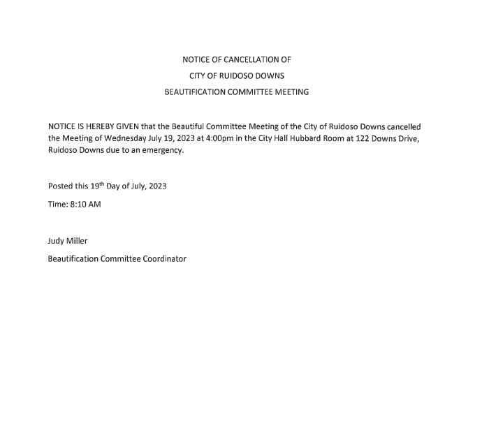 7.19.2023 KRDB notice of cancellation